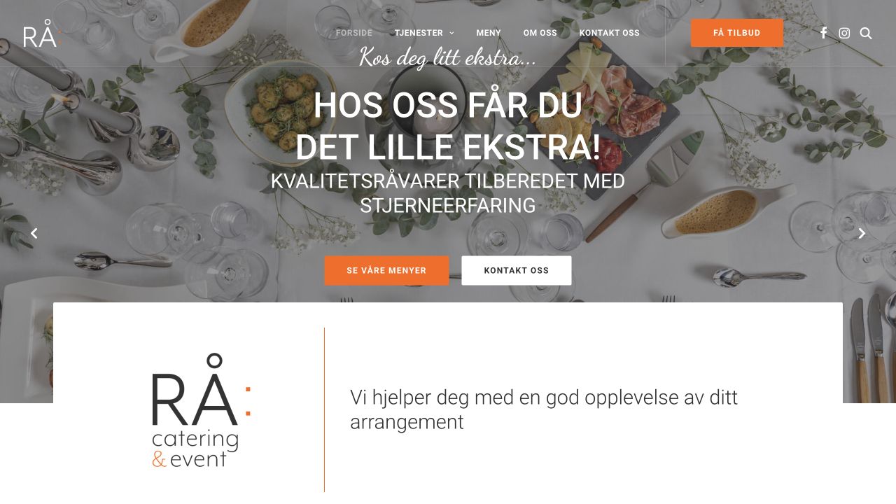 Skjermbilde av Rå Catering, tatt 24. oktober 2026