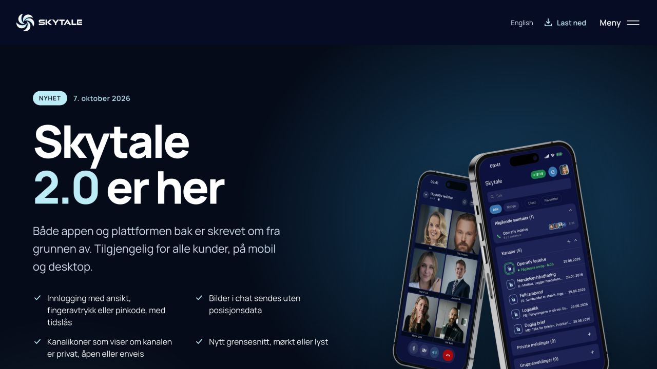 Skjermbilde av Skytale, tatt 13. oktober 2026